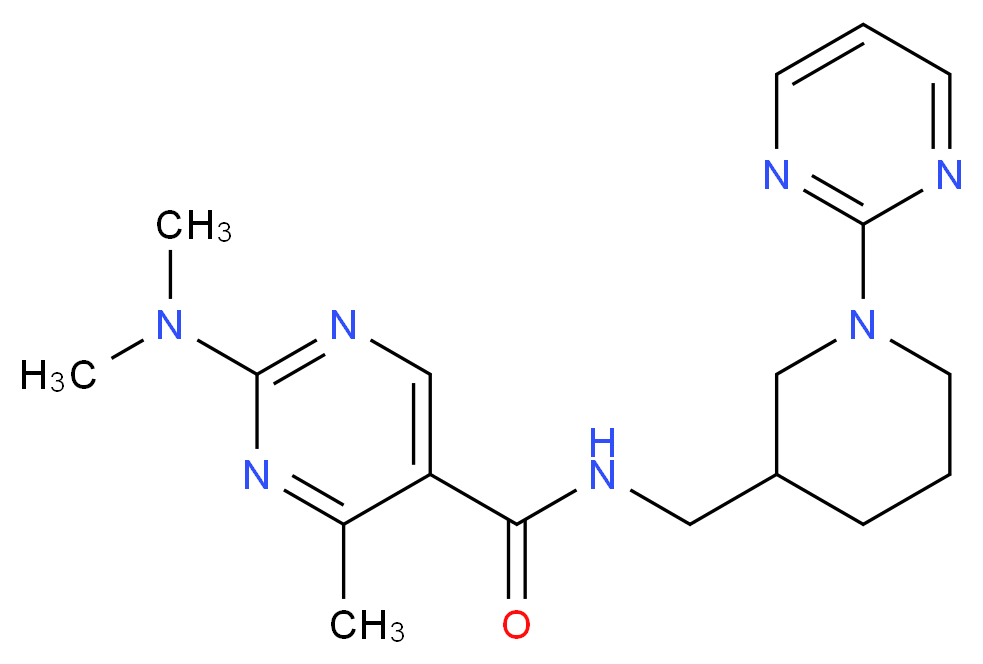 2-(dimethylamino)-4-methyl-N-{[1-(2-pyrimidinyl)-3-piperidinyl]methyl}-5-pyrimidinecarboxamide_分子结构_CAS_)