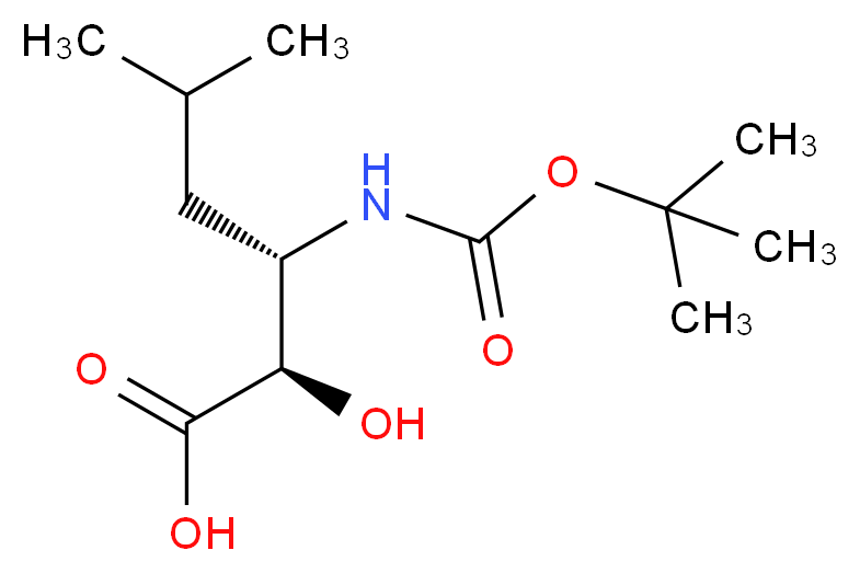 (2R,3S)-3-{[(tert-butoxy)carbonyl]amino}-2-hydroxy-5-methylhexanoic acid_分子结构_CAS_73397-27-0