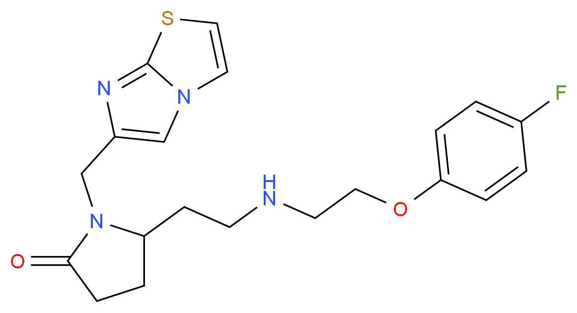 5-(2-{[2-(4-fluorophenoxy)ethyl]amino}ethyl)-1-(imidazo[2,1-b][1,3]thiazol-6-ylmethyl)-2-pyrrolidinone_分子结构_CAS_)