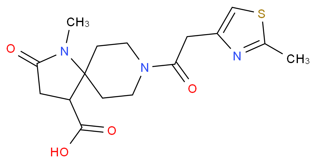 1-methyl-8-[(2-methyl-1,3-thiazol-4-yl)acetyl]-2-oxo-1,8-diazaspiro[4.5]decane-4-carboxylic acid_分子结构_CAS_)