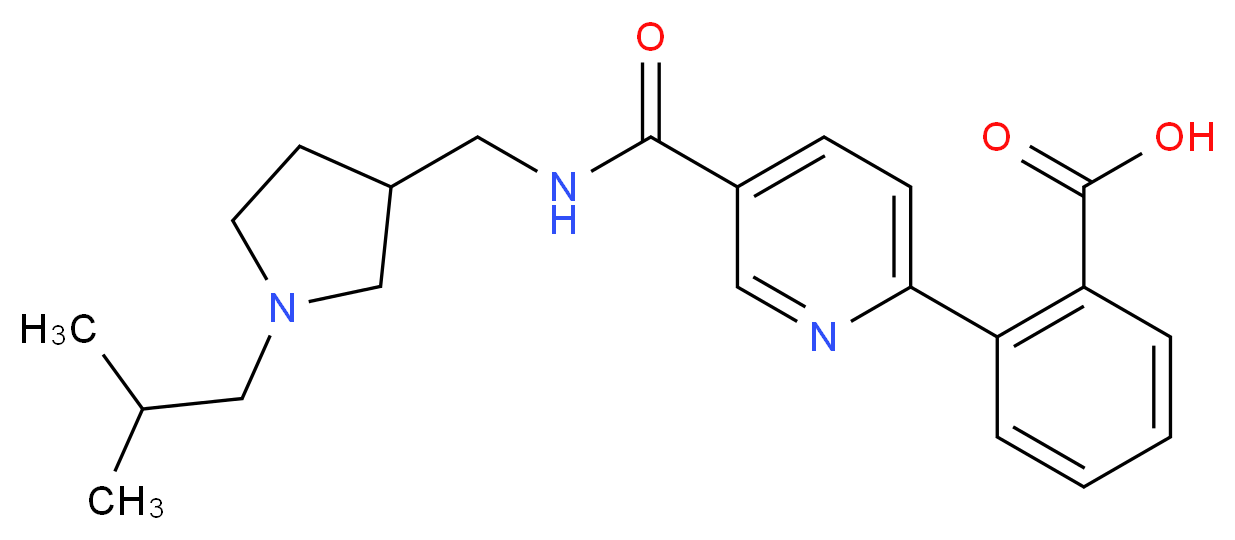 2-[5-({[(1-isobutylpyrrolidin-3-yl)methyl]amino}carbonyl)pyridin-2-yl]benzoic acid_分子结构_CAS_)