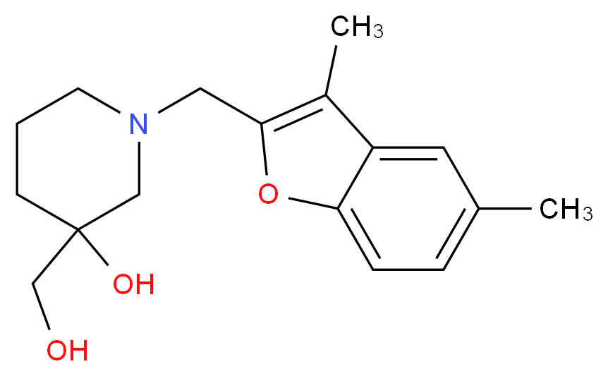 1-[(3,5-dimethyl-1-benzofuran-2-yl)methyl]-3-(hydroxymethyl)-3-piperidinol_分子结构_CAS_)