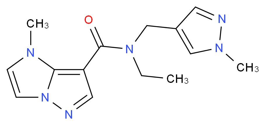 N-ethyl-1-methyl-N-[(1-methyl-1H-pyrazol-4-yl)methyl]-1H-imidazo[1,2-b]pyrazole-7-carboxamide_分子结构_CAS_)