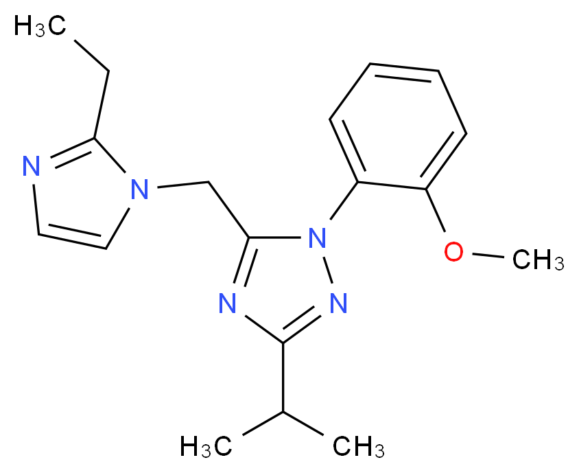 5-[(2-ethyl-1H-imidazol-1-yl)methyl]-3-isopropyl-1-(2-methoxyphenyl)-1H-1,2,4-triazole_分子结构_CAS_)