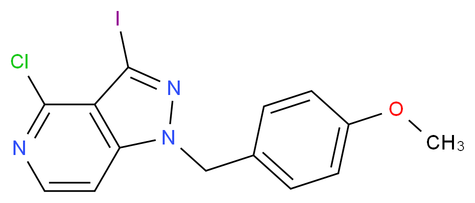 4-chloro-3-iodo-1-[(4-methoxyphenyl)methyl]-1H-pyrazolo[4,3-c]pyridine_分子结构_CAS_1246349-97-2