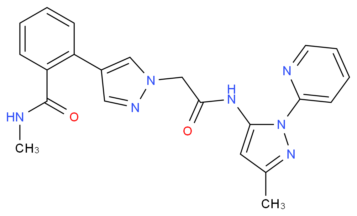 N-methyl-2-(1-{2-[(3-methyl-1-pyridin-2-yl-1H-pyrazol-5-yl)amino]-2-oxoethyl}-1H-pyrazol-4-yl)benzamide_分子结构_CAS_)