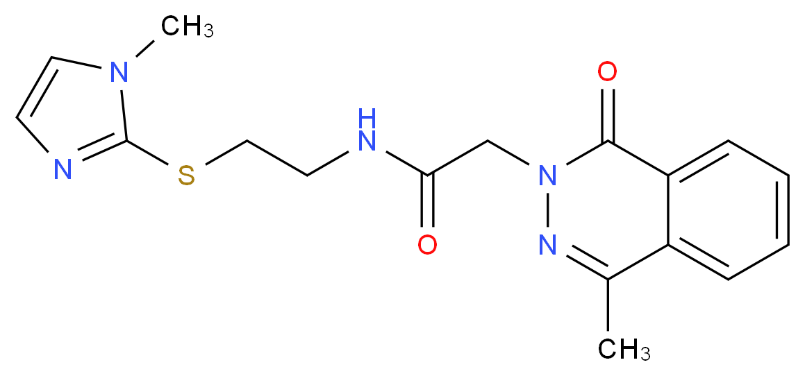 N-{2-[(1-methyl-1H-imidazol-2-yl)thio]ethyl}-2-(4-methyl-1-oxophthalazin-2(1H)-yl)acetamide_分子结构_CAS_)