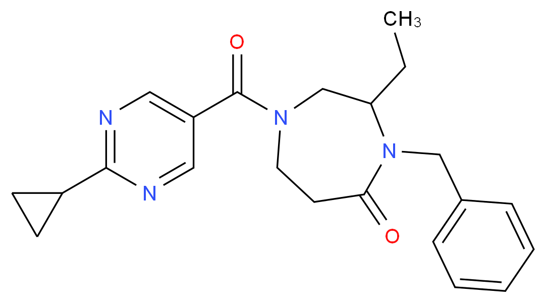 4-benzyl-1-[(2-cyclopropyl-5-pyrimidinyl)carbonyl]-3-ethyl-1,4-diazepan-5-one_分子结构_CAS_)