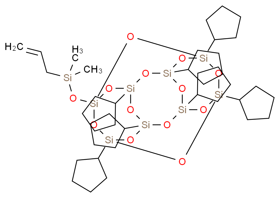 1,3,5,7,9,11,13-heptacyclopentyl-15-{[dimethyl(prop-2-en-1-yl)silyl]oxy}pentacyclo[9.5.1.1<sup>3</sup>,<sup>9</sup>.1<sup>5</sup>,<sup>1</sup><sup>5</sup>.1<sup>7</sup>,<sup>1</sup><sup>3</sup>]octasiloxane_分子结构_CAS_352538-78-4