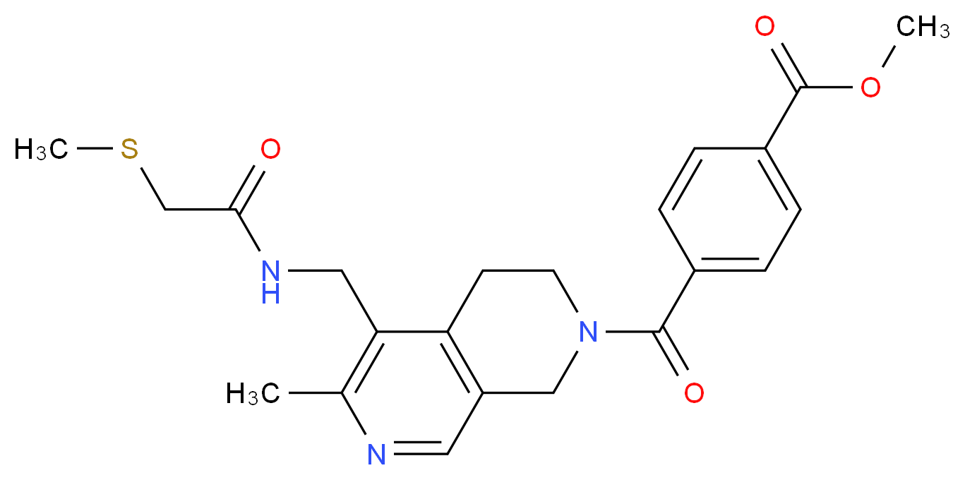 methyl 4-{[6-methyl-5-({[(methylthio)acetyl]amino}methyl)-3,4-dihydro-2,7-naphthyridin-2(1H)-yl]carbonyl}benzoate_分子结构_CAS_)