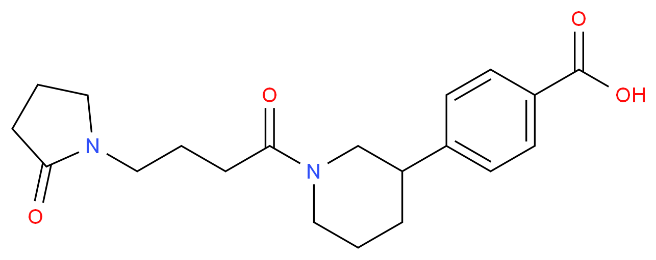 4-{1-[4-(2-oxopyrrolidin-1-yl)butanoyl]piperidin-3-yl}benzoic acid_分子结构_CAS_)
