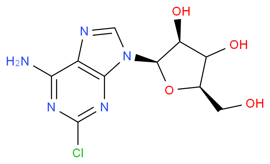 (2R,3S,5R)-2-(6-amino-2-chloro-9H-purin-9-yl)-5-(hydroxymethyl)oxolane-3,4-diol_分子结构_CAS_146-77-0