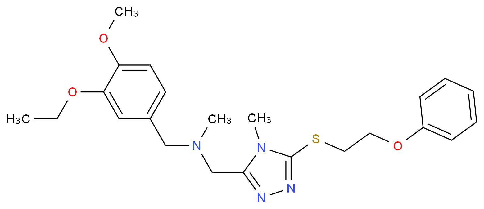 (3-ethoxy-4-methoxybenzyl)methyl({4-methyl-5-[(2-phenoxyethyl)thio]-4H-1,2,4-triazol-3-yl}methyl)amine_分子结构_CAS_)