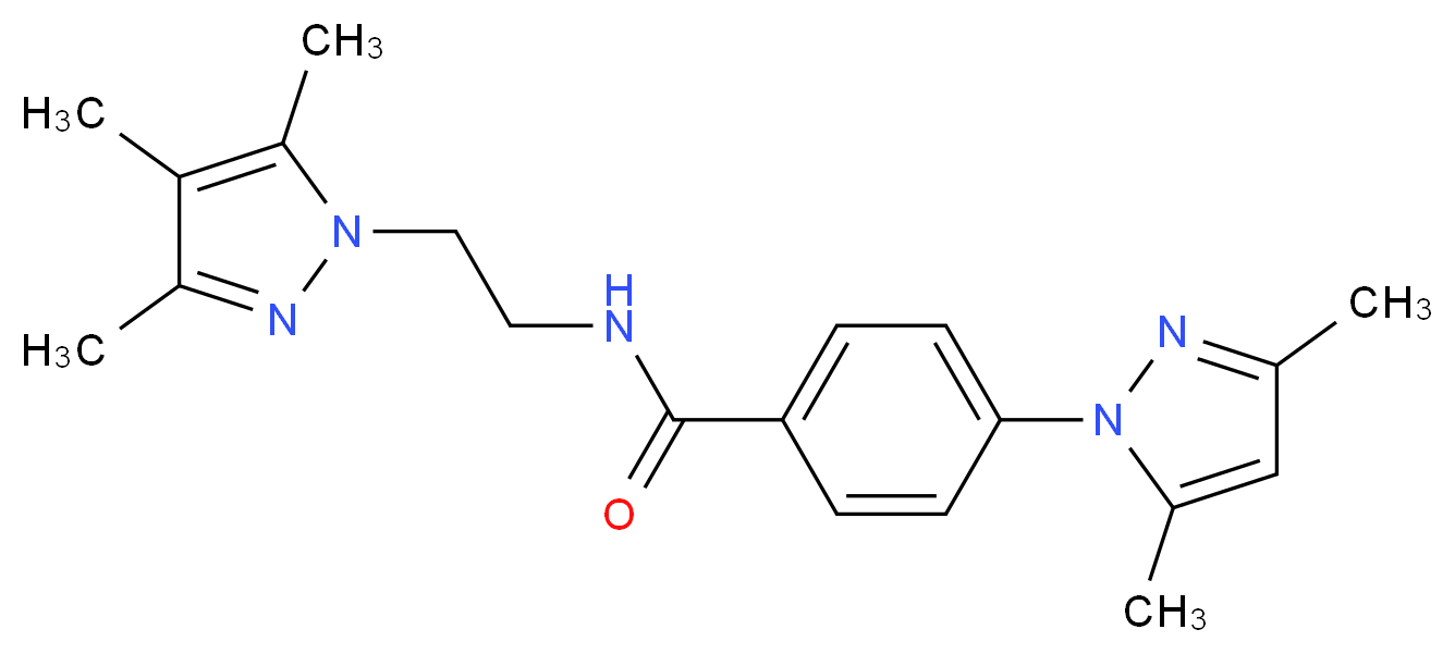4-(3,5-dimethyl-1H-pyrazol-1-yl)-N-[2-(3,4,5-trimethyl-1H-pyrazol-1-yl)ethyl]benzamide_分子结构_CAS_)