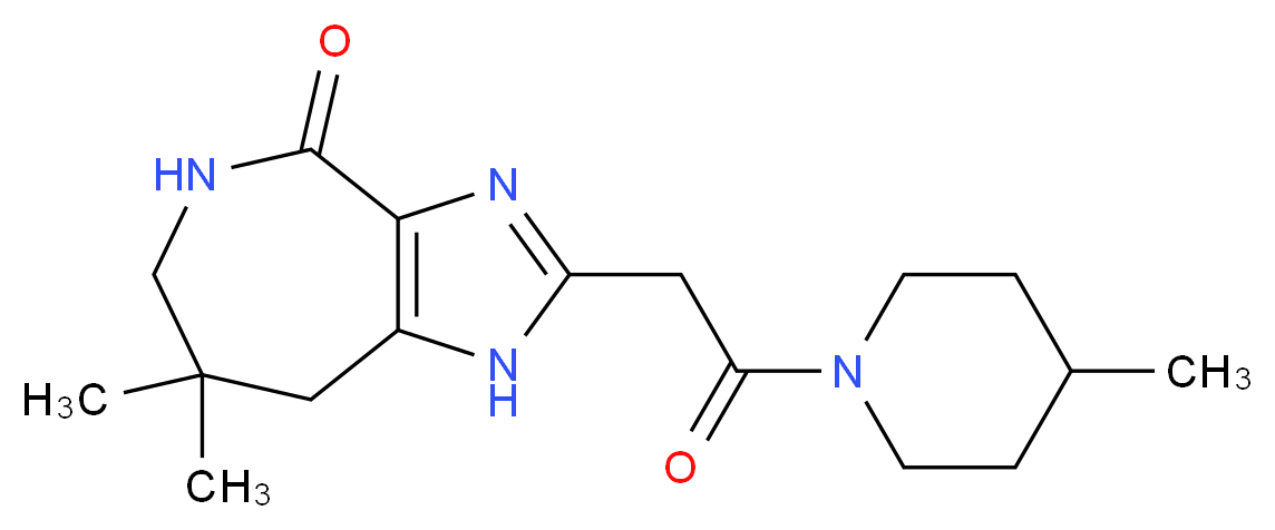 7,7-dimethyl-2-[2-(4-methylpiperidin-1-yl)-2-oxoethyl]-5,6,7,8-tetrahydroimidazo[4,5-c]azepin-4(1H)-one_分子结构_CAS_)