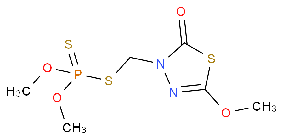 dimethyl {[(5-methoxy-2-oxo-2,3-dihydro-1,3,4-thiadiazol-3-yl)methyl]sulfanyl}(sulfanylidene)phosphonite_分子结构_CAS_950-37-8