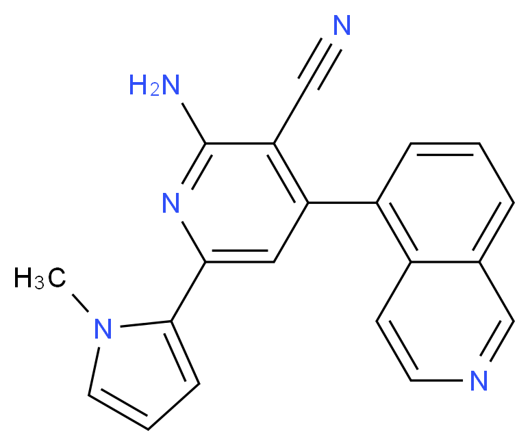 2-amino-4-isoquinolin-5-yl-6-(1-methyl-1H-pyrrol-2-yl)nicotinonitrile_分子结构_CAS_)