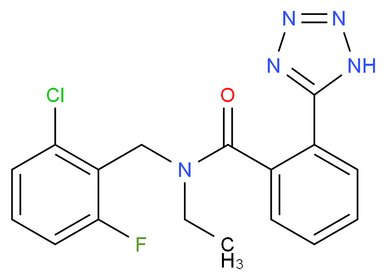 N-(2-chloro-6-fluorobenzyl)-N-ethyl-2-(1H-tetrazol-5-yl)benzamide_分子结构_CAS_)