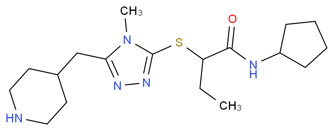 N-cyclopentyl-2-{[4-methyl-5-(piperidin-4-ylmethyl)-4H-1,2,4-triazol-3-yl]thio}butanamide_分子结构_CAS_)
