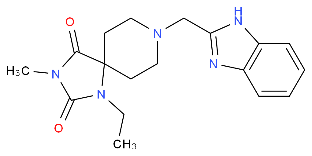 8-(1H-benzimidazol-2-ylmethyl)-1-ethyl-3-methyl-1,3,8-triazaspiro[4.5]decane-2,4-dione_分子结构_CAS_)
