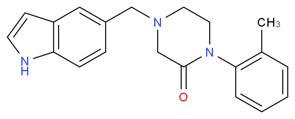 4-(1H-indol-5-ylmethyl)-1-(2-methylphenyl)-2-piperazinone_分子结构_CAS_)