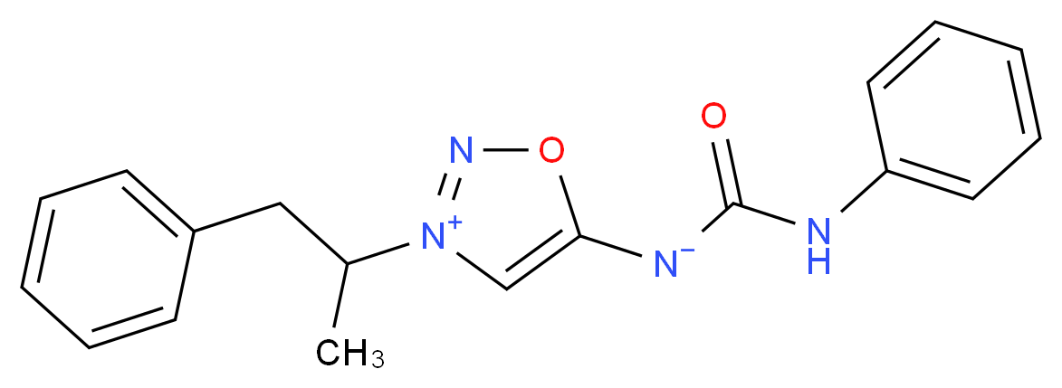 5-[(phenylcarbamoyl)azanidyl]-3-(1-phenylpropan-2-yl)-1,2,3-oxadiazol-3-ium_分子结构_CAS_34262-84-5