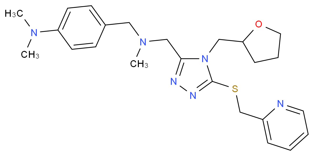 N,N-dimethyl-4-[(methyl{[5-[(2-pyridinylmethyl)thio]-4-(tetrahydro-2-furanylmethyl)-4H-1,2,4-triazol-3-yl]methyl}amino)methyl]aniline_分子结构_CAS_)