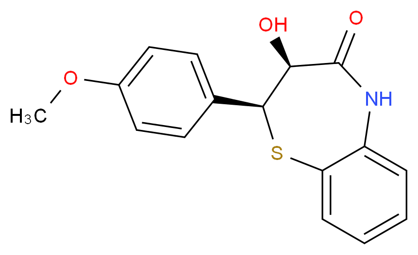 (2S,3S)-3-hydroxy-2-(4-methoxyphenyl)-2,3,4,5-tetrahydro-1,5-benzothiazepin-4-one_分子结构_CAS_42399-49-5