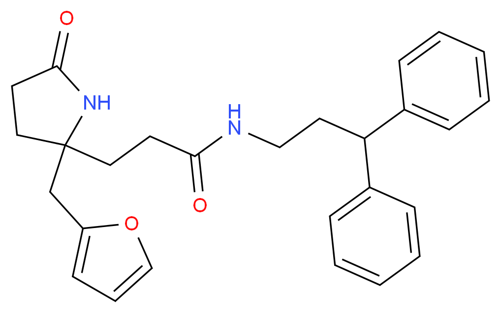 N-(3,3-diphenylpropyl)-3-[2-(2-furylmethyl)-5-oxo-2-pyrrolidinyl]propanamide_分子结构_CAS_)