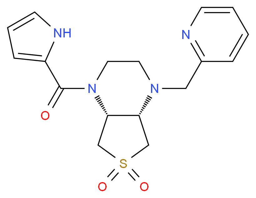 (4aR*,7aS*)-1-(2-pyridinylmethyl)-4-(1H-pyrrol-2-ylcarbonyl)octahydrothieno[3,4-b]pyrazine 6,6-dioxide_分子结构_CAS_)