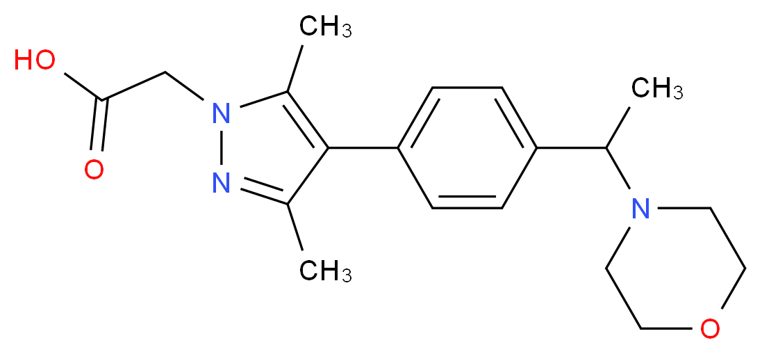 {3,5-dimethyl-4-[4-(1-morpholin-4-ylethyl)phenyl]-1H-pyrazol-1-yl}acetic acid_分子结构_CAS_)