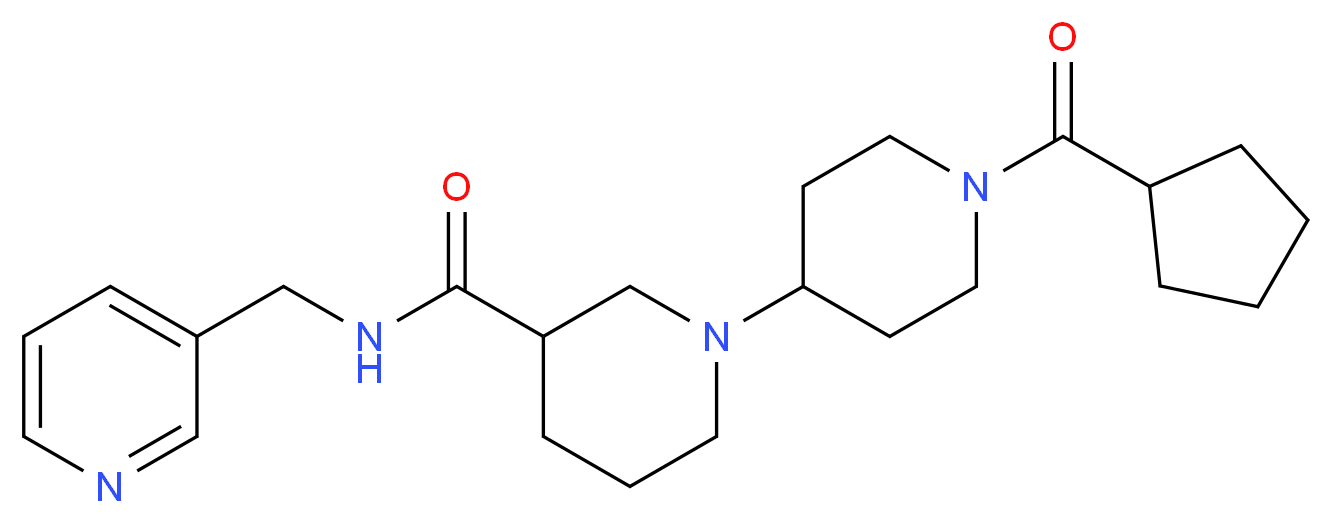 1'-(cyclopentylcarbonyl)-N-(pyridin-3-ylmethyl)-1,4'-bipiperidine-3-carboxamide_分子结构_CAS_)