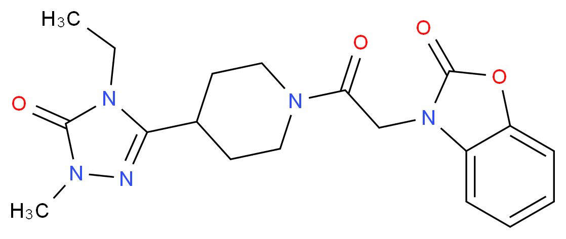 3-{2-[4-(4-ethyl-1-methyl-5-oxo-4,5-dihydro-1H-1,2,4-triazol-3-yl)piperidin-1-yl]-2-oxoethyl}-1,3-benzoxazol-2(3H)-one_分子结构_CAS_)