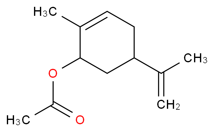 2-methyl-5-(prop-1-en-2-yl)cyclohex-2-en-1-yl acetate_分子结构_CAS_97-42-7