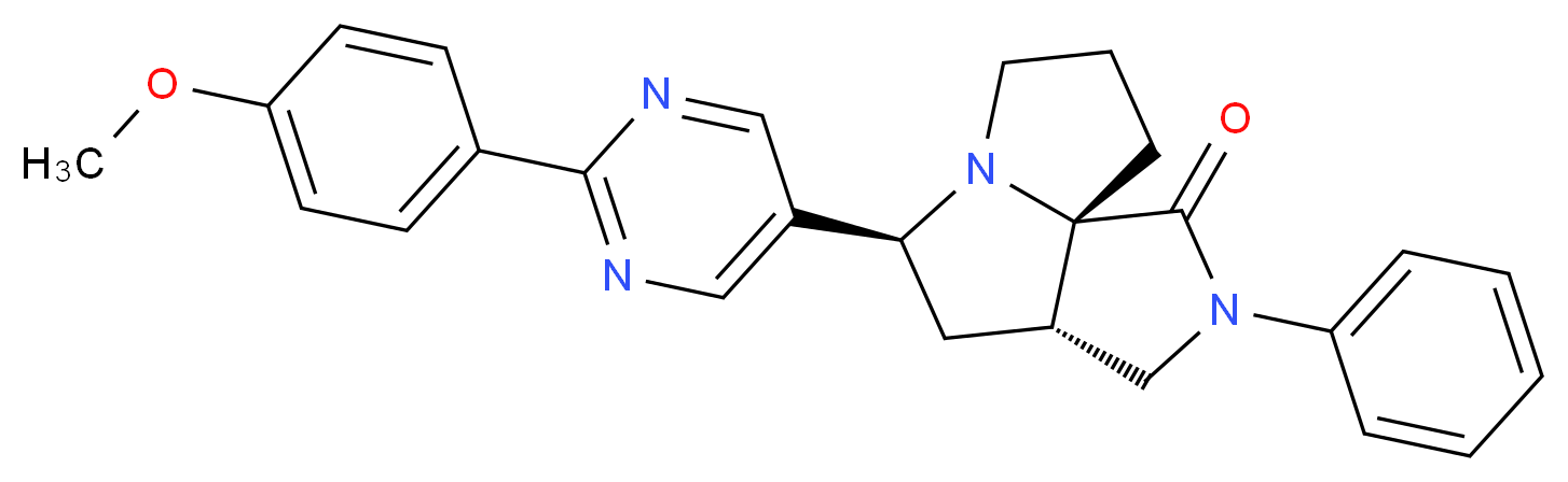 (3aS*,5S*,9aS*)-5-[2-(4-methoxyphenyl)-5-pyrimidinyl]-2-phenylhexahydro-7H-pyrrolo[3,4-g]pyrrolizin-1(2H)-one_分子结构_CAS_)