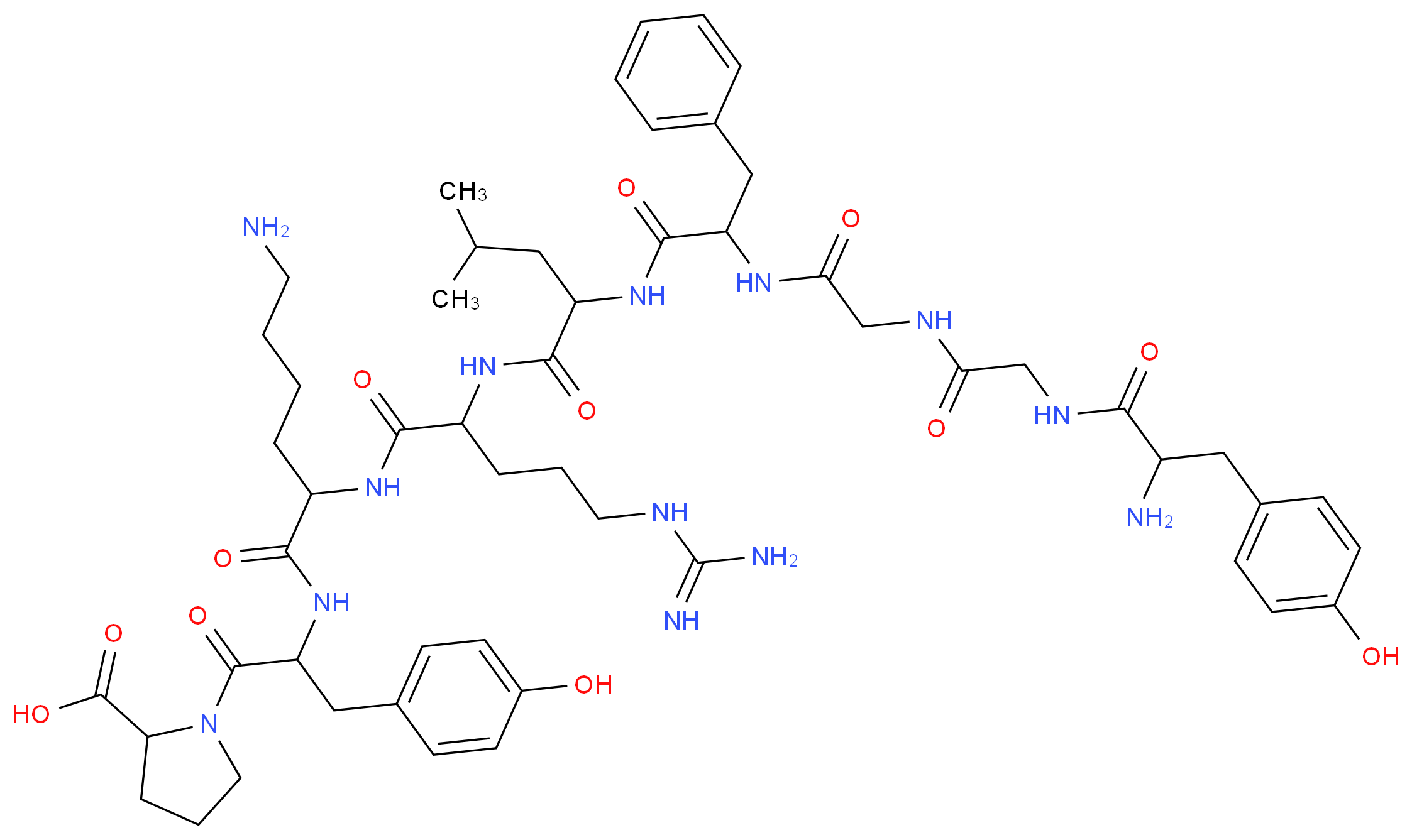 1-{2-[6-amino-2-(2-{2-[2-(2-{2-[2-amino-3-(4-hydroxyphenyl)propanamido]acetamido}acetamido)-3-phenylpropanamido]-4-methylpentanamido}-5-carbamimidamidopentanamido)hexanamido]-3-(4-hydroxyphenyl)propanoyl}pyrrolidine-2-carboxylic acid_分子结构_CAS_77739-21-0