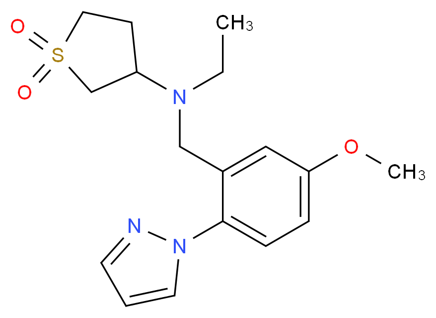 (1,1-dioxidotetrahydro-3-thienyl)ethyl[5-methoxy-2-(1H-pyrazol-1-yl)benzyl]amine_分子结构_CAS_)