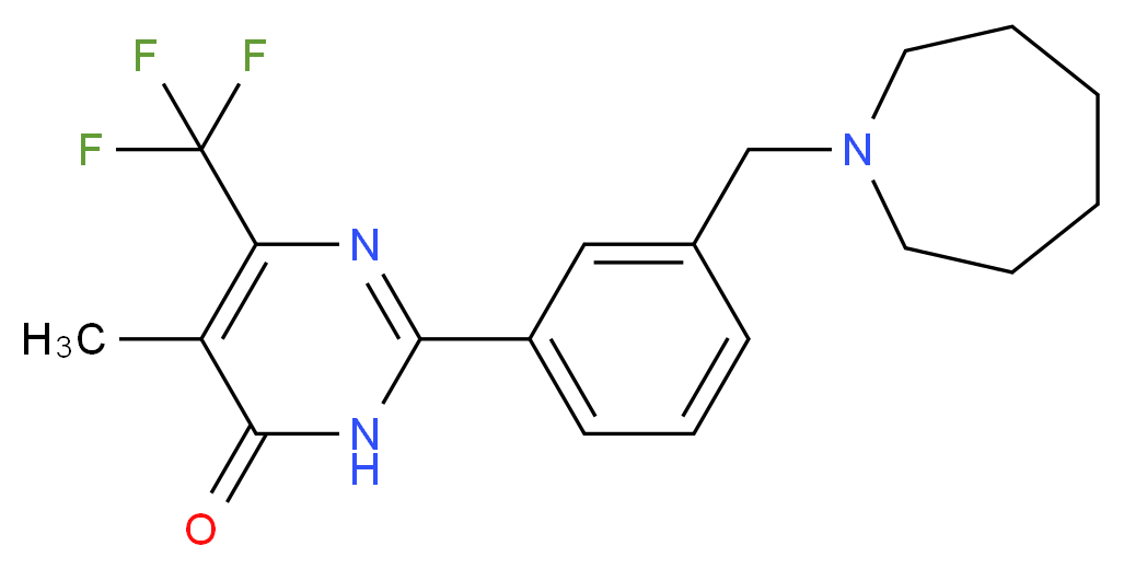 2-[3-(1-azepanylmethyl)phenyl]-5-methyl-6-(trifluoromethyl)-4(3H)-pyrimidinone_分子结构_CAS_)