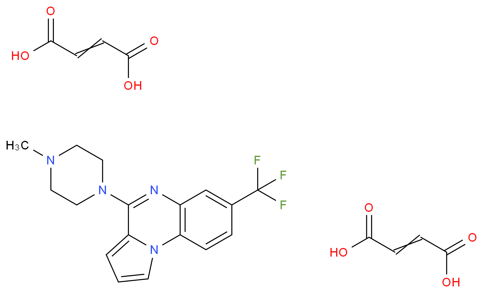 1-methyl-4-[7-(trifluoromethyl)pyrrolo[1,2-a]quinoxalin-4-yl]piperazine; bis(but-2-enedioic acid)_分子结构_CAS_109028-10-6