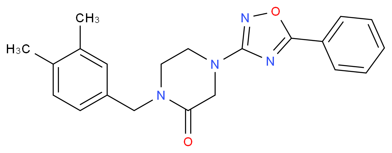1-(3,4-dimethylbenzyl)-4-(5-phenyl-1,2,4-oxadiazol-3-yl)-2-piperazinone_分子结构_CAS_)