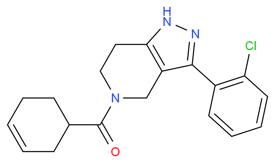 3-(2-chlorophenyl)-5-(cyclohex-3-en-1-ylcarbonyl)-4,5,6,7-tetrahydro-1H-pyrazolo[4,3-c]pyridine_分子结构_CAS_)