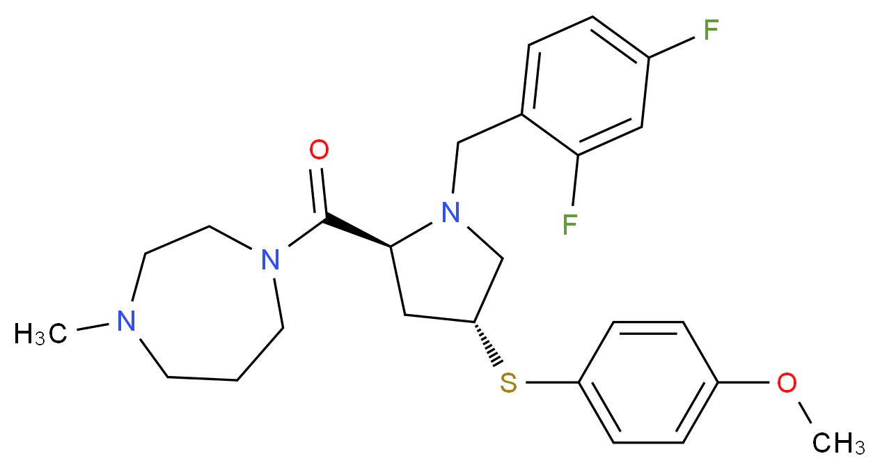 1-{(4R)-1-(2,4-difluorobenzyl)-4-[(4-methoxyphenyl)thio]-L-prolyl}-4-methyl-1,4-diazepane_分子结构_CAS_)