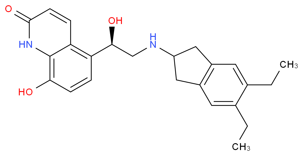 5-[(1R)-2-[(5,6-diethyl-2,3-dihydro-1H-inden-2-yl)amino]-1-hydroxyethyl]-8-hydroxy-1,2-dihydroquinolin-2-one_分子结构_CAS_753498-25-8