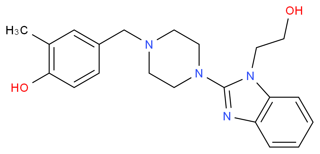 4-({4-[1-(2-hydroxyethyl)-1H-benzimidazol-2-yl]piperazin-1-yl}methyl)-2-methylphenol_分子结构_CAS_)