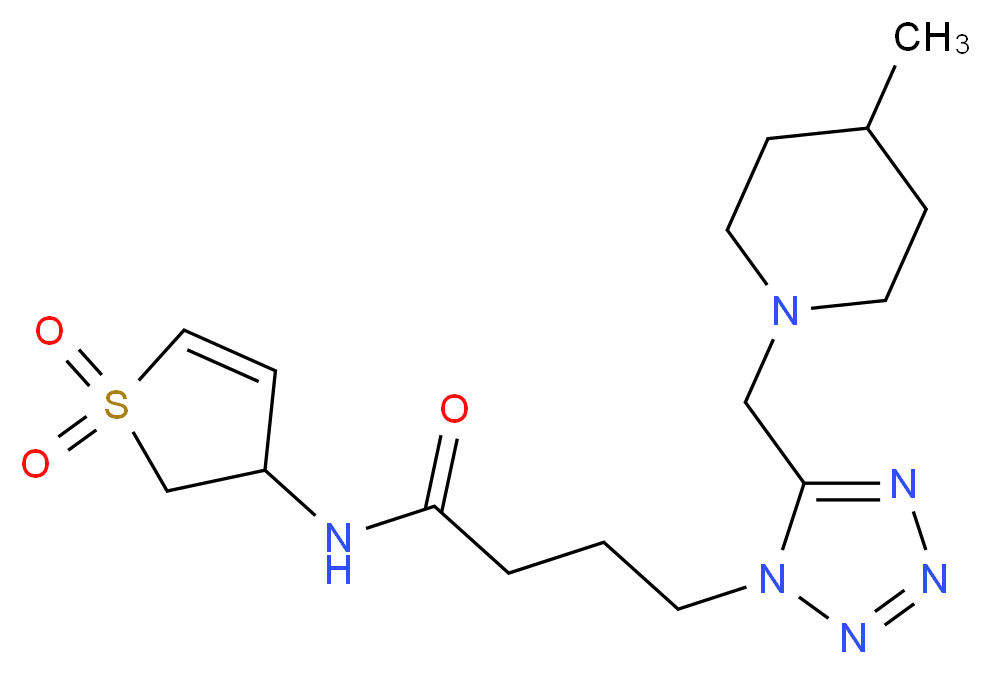 N-(1,1-dioxido-2,3-dihydro-3-thienyl)-4-{5-[(4-methylpiperidin-1-yl)methyl]-1H-tetrazol-1-yl}butanamide_分子结构_CAS_)