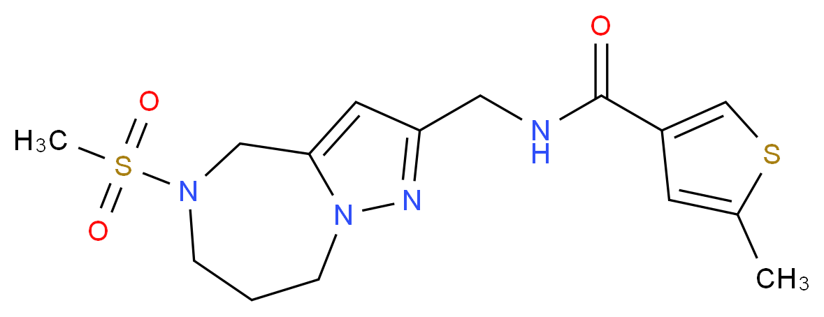 5-methyl-N-{[5-(methylsulfonyl)-5,6,7,8-tetrahydro-4H-pyrazolo[1,5-a][1,4]diazepin-2-yl]methyl}thiophene-3-carboxamide_分子结构_CAS_)
