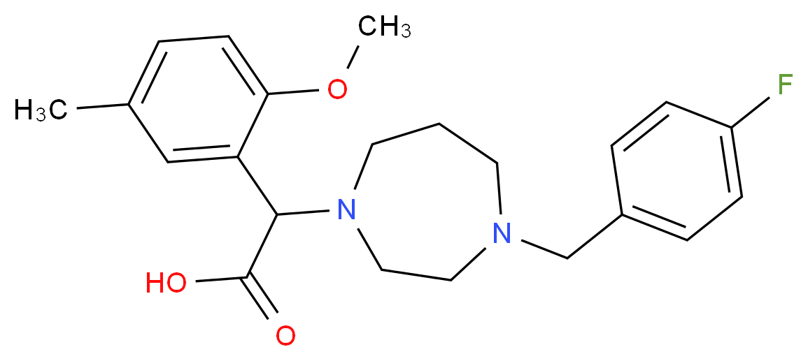 [4-(4-fluorobenzyl)-1,4-diazepan-1-yl](2-methoxy-5-methylphenyl)acetic acid_分子结构_CAS_)