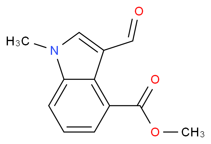 3-Formyl-1-methyl-1H-indole-4-carboxylic acid methyl ester_分子结构_CAS_65923-20-8)