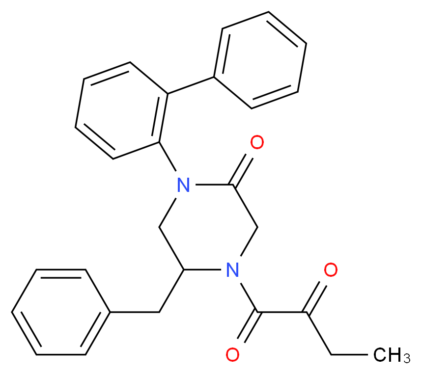 5-benzyl-1-(2-biphenylyl)-4-(2-oxobutanoyl)-2-piperazinone_分子结构_CAS_)