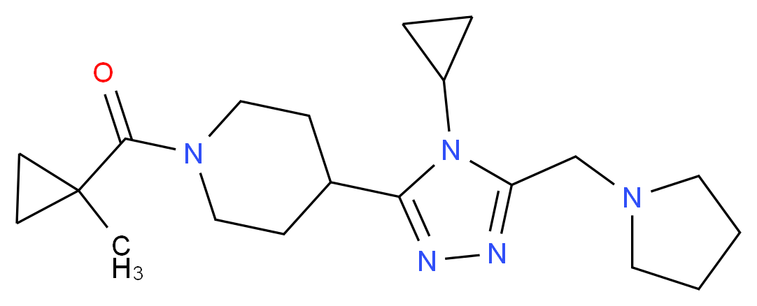 4-[4-cyclopropyl-5-(pyrrolidin-1-ylmethyl)-4H-1,2,4-triazol-3-yl]-1-[(1-methylcyclopropyl)carbonyl]piperidine_分子结构_CAS_)